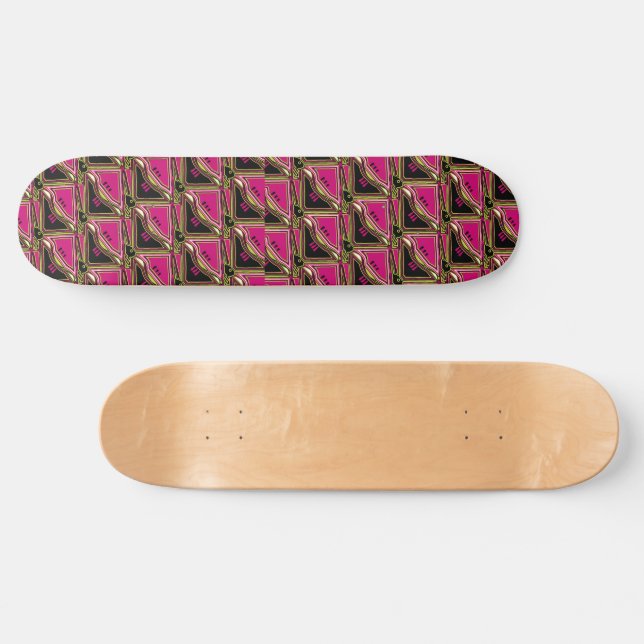 Pink und Black Tribal Muster Skateboard (Horizontal)