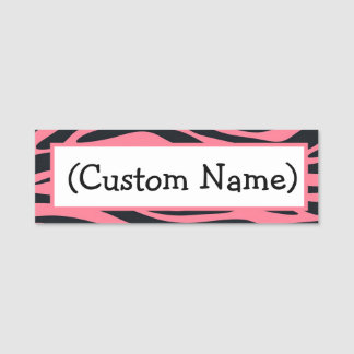 Pink und Black Zebra Animal Print Namensschild