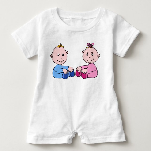 PINK UND BLAUE BABY TWINS  STRAMPLER (Vorderseite)