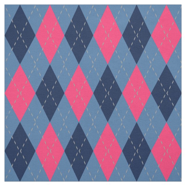 Pink und Blauer Raute Stoff (Muster)