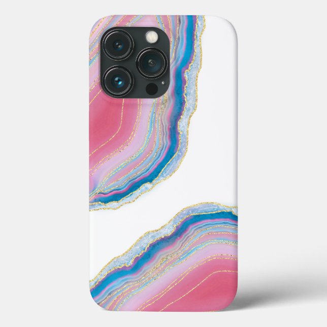 Pink und Blue Agate Stone Muster Case-Mate iPhone Hülle (Rückseite)
