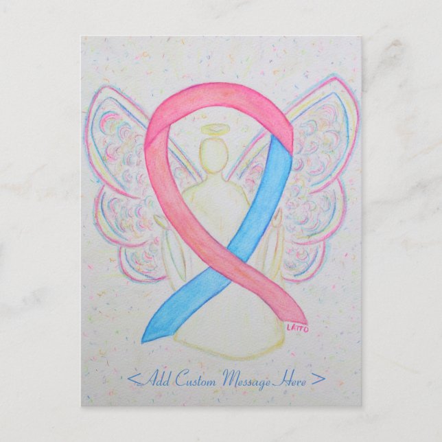 Pink und Blue Awareness Ribbon Angel Postcard Postkarte (Vorderseite)