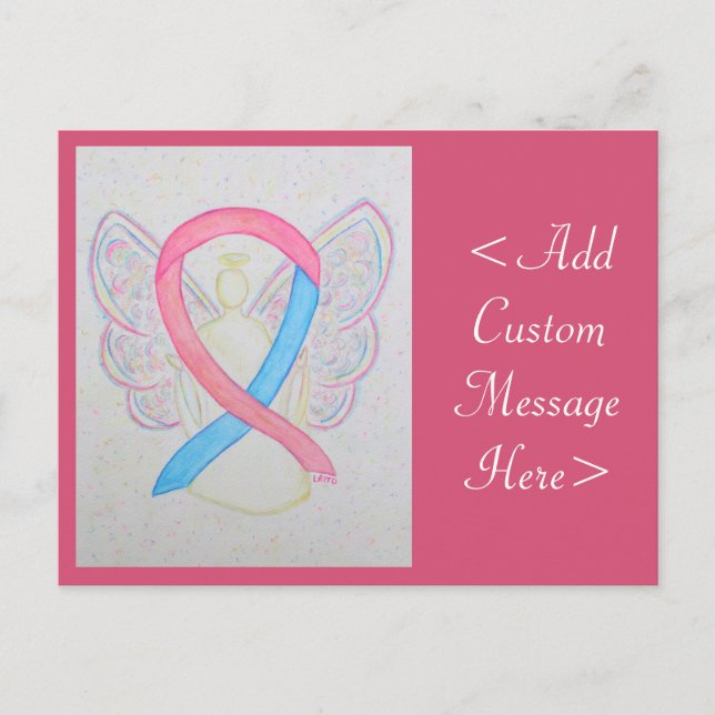 Pink und Blue Awareness Ribbon Angel Postcard Postkarte (Vorderseite)