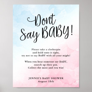 Pink und Blue Baby Dusche Say Baby Game nicht Poster