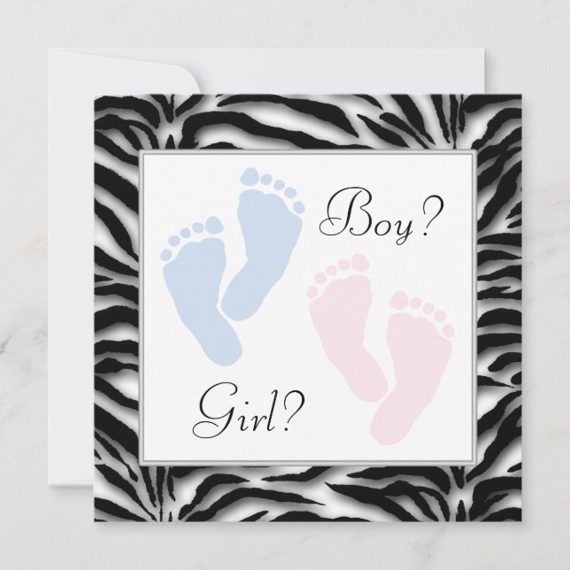 Pink und Blue Baby Feet Gender Reveal Einladung (Vorderseite)