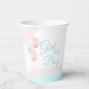 Pink und Blue Balloons Junge oder Girl Gender Reve Pappbecher