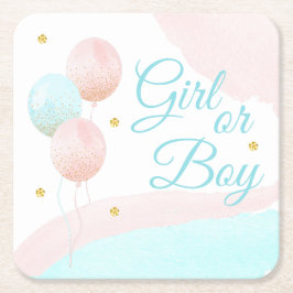 Pink und Blue Balloons Junge oder Girl Gender Reve Rechteckiger Pappuntersetzer