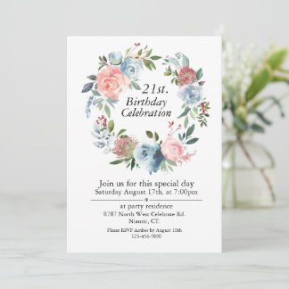 Pink und Blue Boho, individuell einstellbar am 21. Einladung