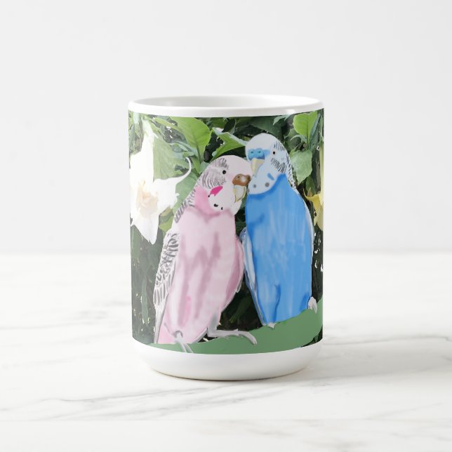 Pink und Blue Budgerigar gegen Angel Trumps Kaffeetasse (Mittel)