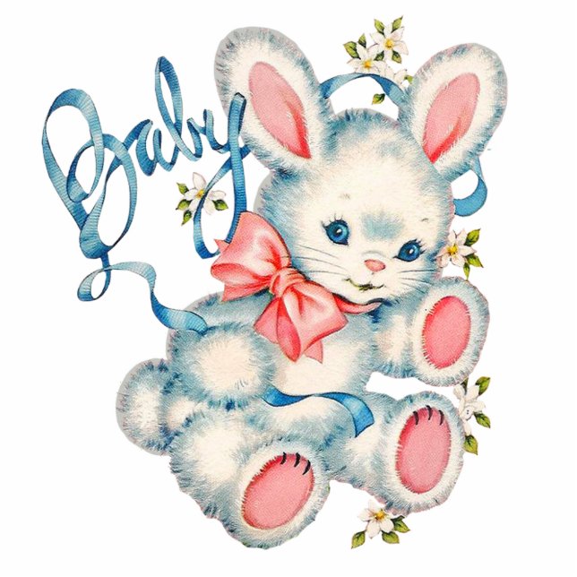 Pink und Blue Bunny Bunny Rabbit Babydusche Freistehende Fotoskulptur (Vorne)