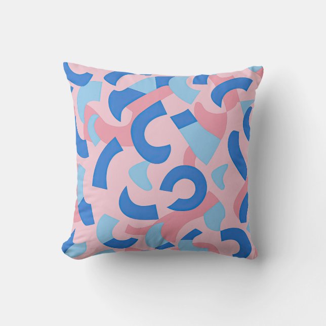 Pink und Blue Doodle Muster Kissen (Vorderseite)