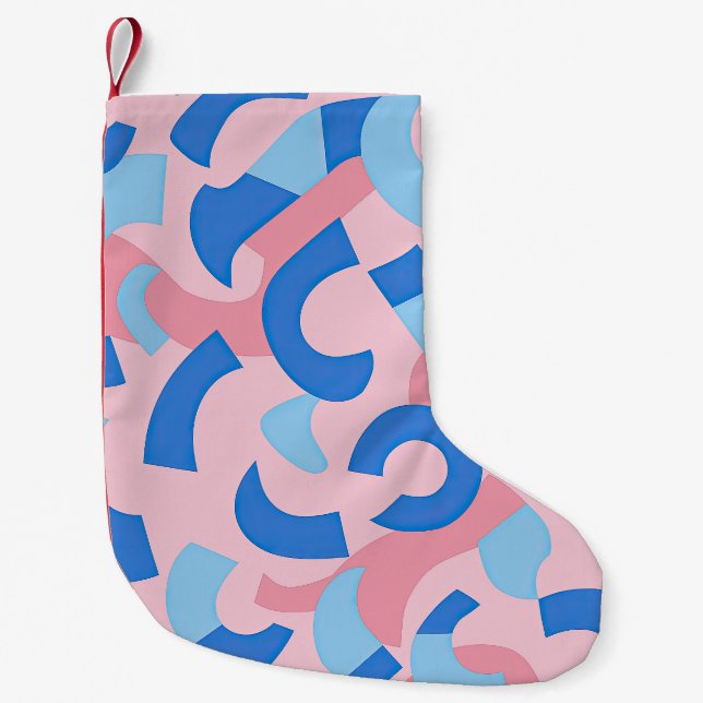 Pink und Blue Doodle Muster Kleiner Weihnachtsstrumpf (Vorderseite)