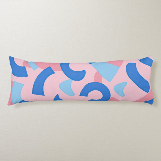 Pink und Blue Doodle Muster Seitenschläferkissen (Vorderseite)