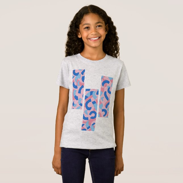 Pink und Blue Doodle Muster T-Shirt (Vorne ganz)
