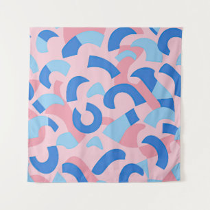 Pink und Blue Doodle Muster Wandteppich