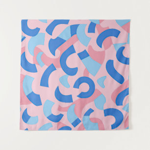 Pink und Blue Doodle Muster Wandteppich