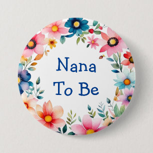 Pink und Blue Floral Nana als Baby Dusche Button