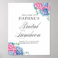 Pink und Blue Hydrangeas Bridal Luncheon Empfang
