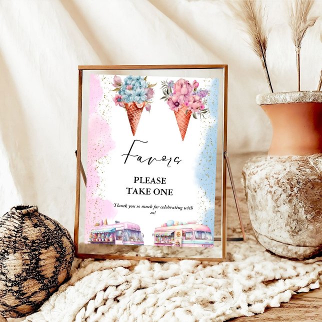 Pink und Blue Ice Creme Babydusche Gefälligkeitsze Poster (Von Creator hochgeladen)