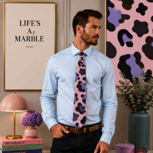 Pink und Blue Leopard Muster Krawatte