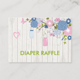Pink und Blue Mason Jar Diaper Raffle Begleitkarte
