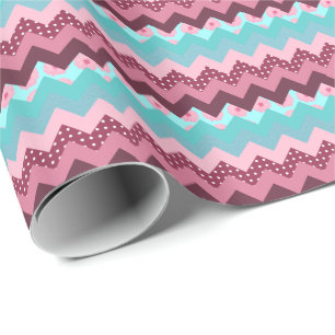 Pink und Blue Mixed Print Chevrons Muster Geschenkpapier