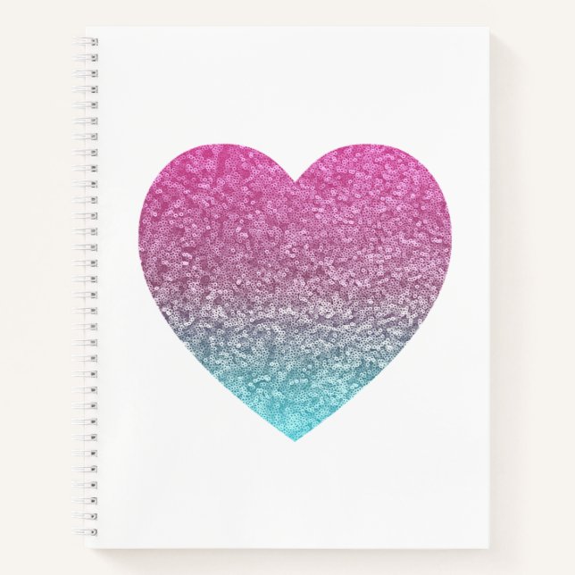 Pink und Blue Modern Pastel Sequel Heart Notebook Notizbuch (Vorderseite)