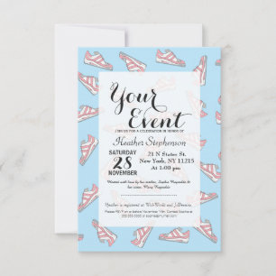 Pink und Blue Niedlich Sneakers Muster Einladung