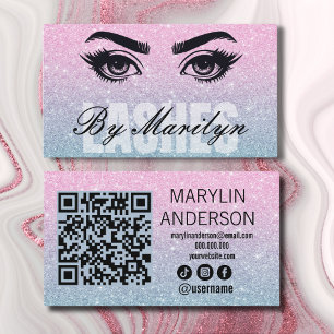 Pink und Blue Ombre Glitzer Lash Scannable Visitenkarte