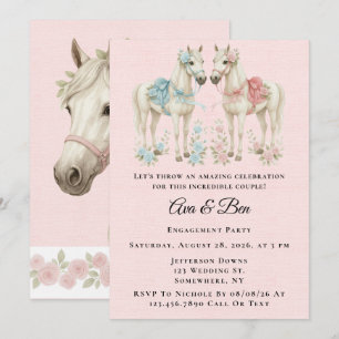 Pink und Blue Pastel Blume Reitpferd Party Einladung