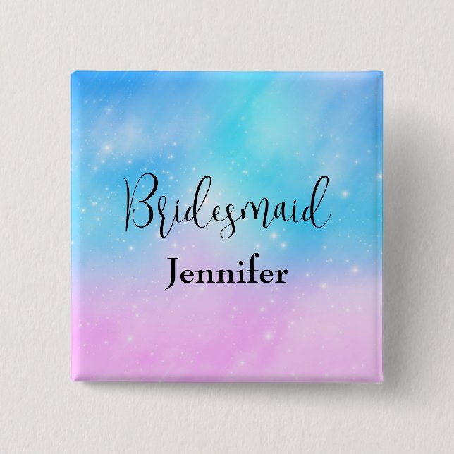 Pink und Blue Pastel Gradient Sky Bridesmaid Button (Vorderseite)