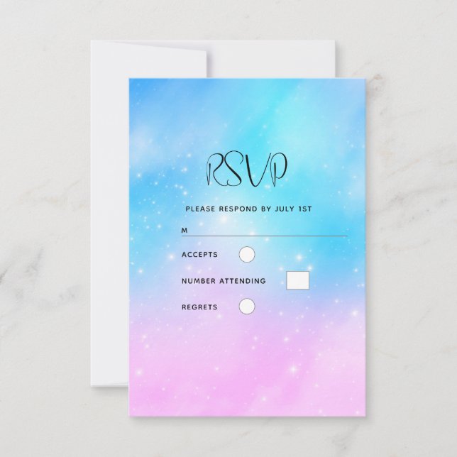 Pink und Blue Pastel Gradient Sky Wedding RSVP Karte (Vorderseite)