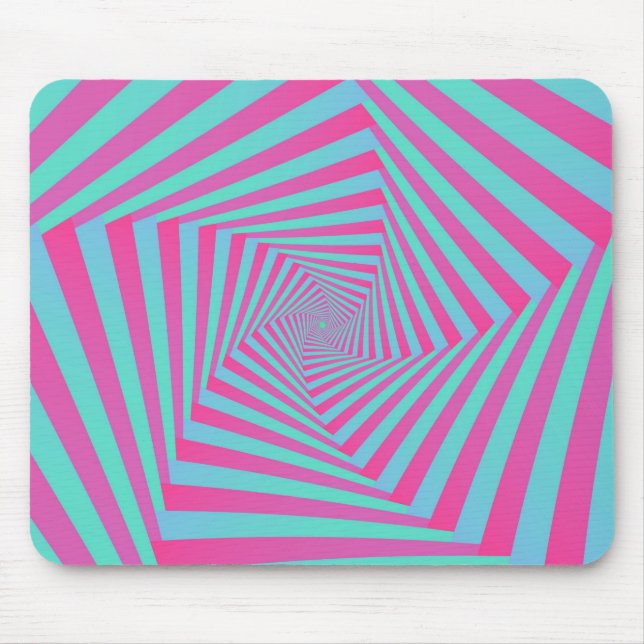 Pink und Blue Pentagon Spiral Mousepad (Vorne)