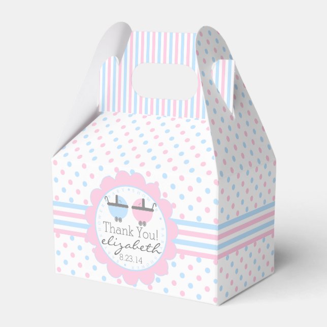 Pink und Blue Polka Dots Baby Dusche Geschenkschachtel (Vorderseite)