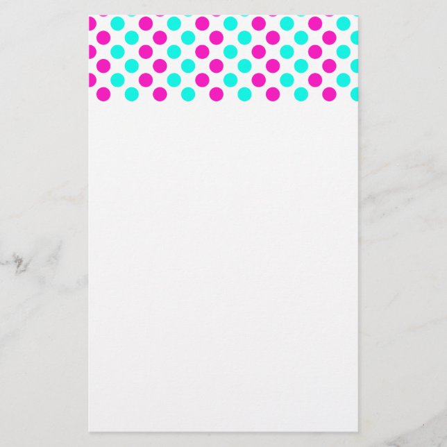 Pink und Blue Polka Dots Briefpapier (Vorderseite)