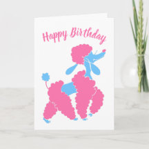 Pink und Blue Poodle Happy Birthday