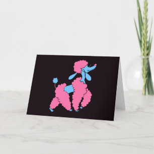 Pink und Blue Poodle Karte