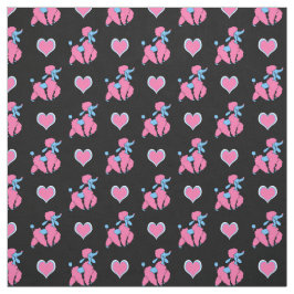 Pink und Blue Poodles und Herz Muster Stoff