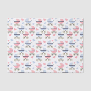 Pink und Blue Pram Pattern Babydusche Seidenpapier