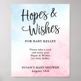 Pink und Blue Script Baby Dusche Hoffnungen & Wüns Poster