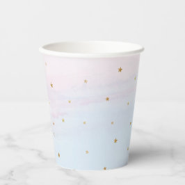 Pink und Blue Sky und Gold Stars Paper Party Cups Pappbecher