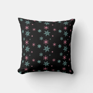 Pink und Blue Snowflake Muster Weihnachten Winter Kissen