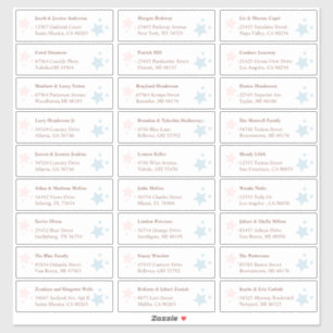 Pink und Blue Stars Gastadressen Labels