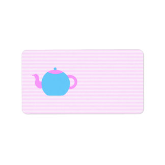 Pink und Blue Teekanne Bild. Adressaufkleber