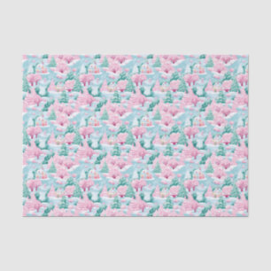 Pink und Blue Weihnachten Winter Schneehaus Seidenpapier