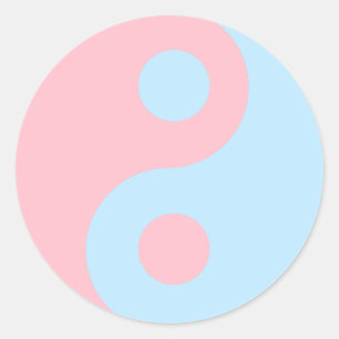 Pink und Blue Yin Yang Symbol Runder Aufkleber