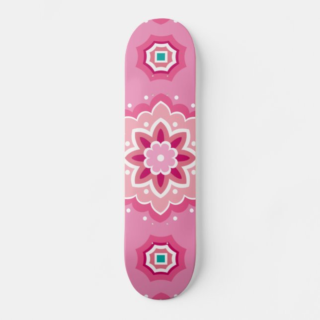 Pink und Blumenmuster Skateboard (Vorderseite)