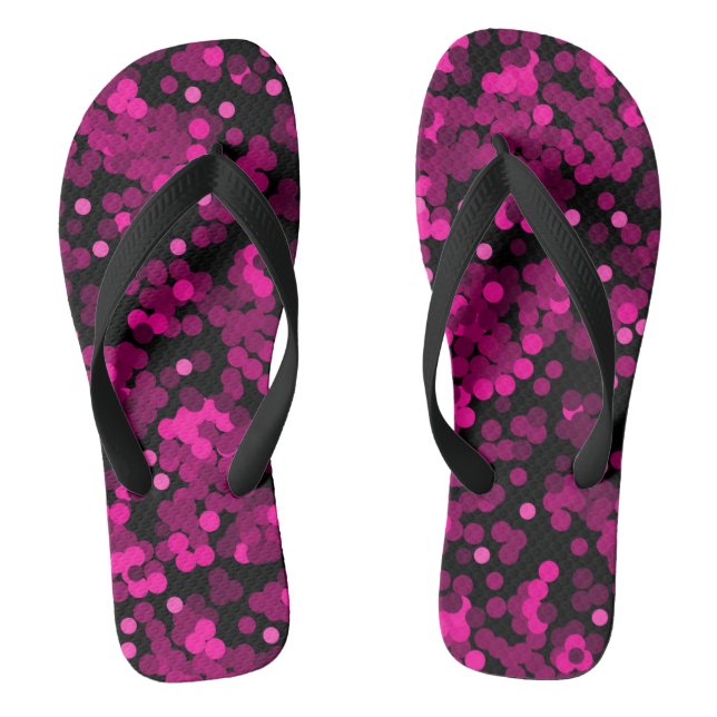 Pink und bordeauxrotes Polka-Dofetti-Muster Flip Flops (Fußbett)