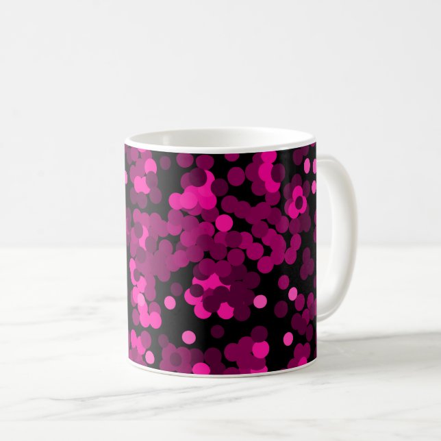 Pink und bordeauxrotes Polka-Dofetti-Muster Kaffeetasse (VorderseiteRechts)