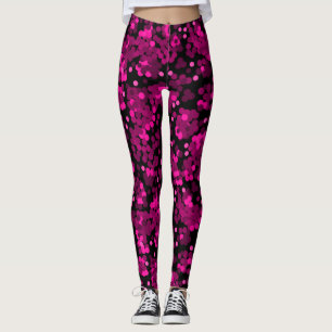 Pink und bordeauxrotes Polka-Dofetti-Muster Leggings